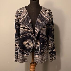 Cotton + Country Women's Full Zip Collared Knit Abstract Sweater